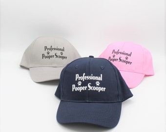 Professional Pooper Scooper Hat/Unisex Ball Cap/Black Hat/100% Cotton/Adjustable Hat/Adult Sports Hat/Dog Kennel Hat/Dog Boarding/Dog Sitter