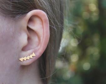 Ear Climber // Gold Triangle Earrings // Geometric Earrings // Ear Crawler // Minimal Earrings // Triangle Earring // Wrap Earrings
