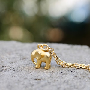 Gold Elephant Necklace // Animal Charm // Little 3D Elephant // Layering Necklace // Lucky Necklace // Girlfriend, Friend Gift // Travel