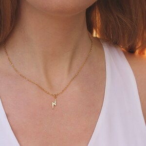 Little Lightning Bolt Necklace // Gold Thunderbolt Jewelry // - Etsy