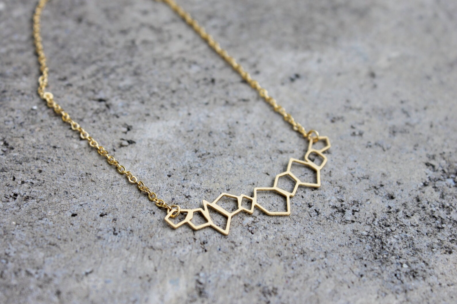 Geometric Rocks Necklace // Gold or Silver // Minimal Necklace ...