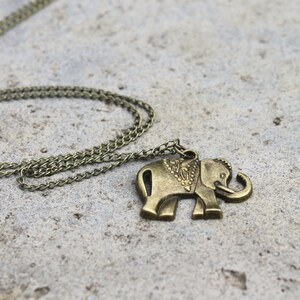 Elephant Necklace // Lucky Thai Elephant Necklace // Boho Necklace // Antique Brass Necklace // Charm Necklace // Animal Necklace image 3