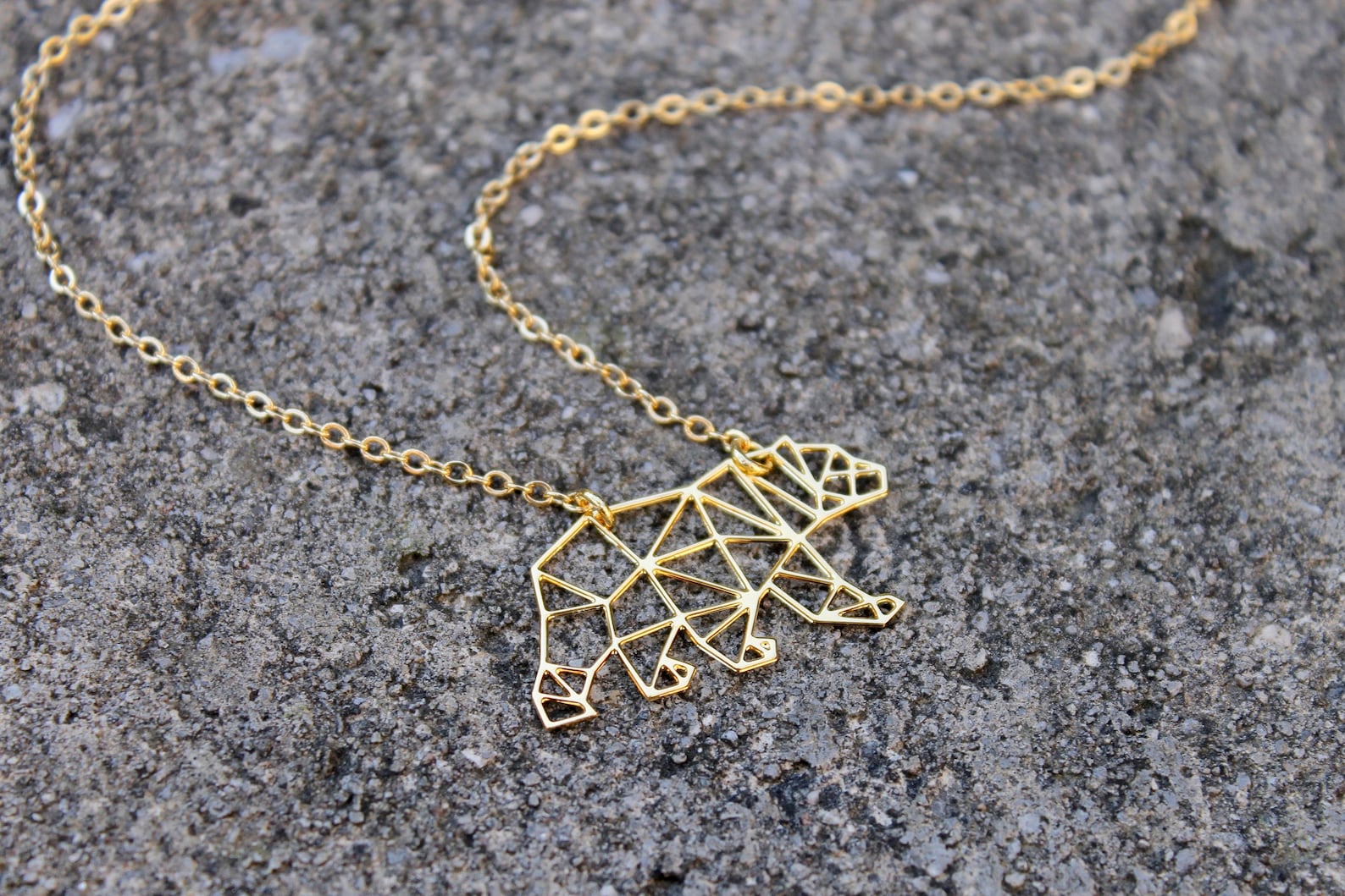 Small Bear Necklace / Gold or Silver / Geometric Minimal Etsy