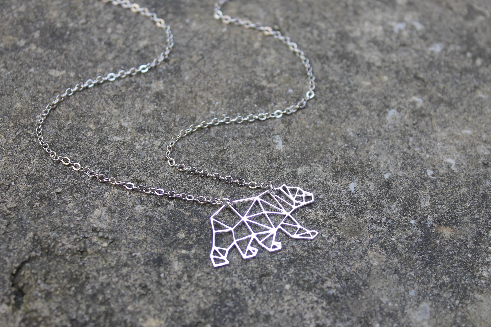 Small Bear Necklace / Gold or Silver / Geometric Minimal Etsy