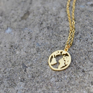 Gold World Map Necklace // Gold Travel Necklace // Globe Necklace // Layering Necklace // Earth Necklace // Gift for Traveller // Wanderlust image 2