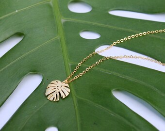 Monstera Leaf Necklace Tropical Plant Necklace Jungle Style
