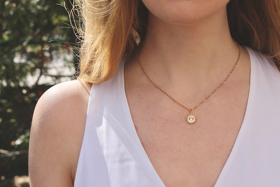 Evil Eye Sunburst Crystal Necklace 