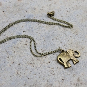 Elephant Necklace // Lucky Thai Elephant Necklace // Boho Necklace // Antique Brass Necklace // Charm Necklace // Animal Necklace image 4