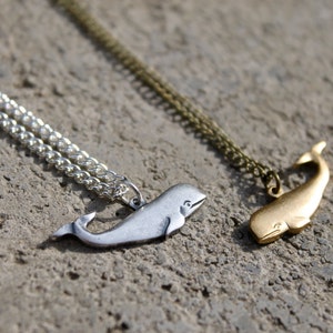 Whale Necklace // Moby Dick Necklace // Antique Brass Necklace // Sea Necklace // Nautical Necklace // Silver Necklace image 1