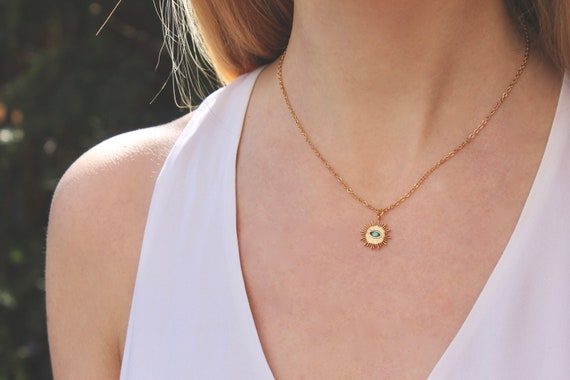 Sunburst Evil Eye Necklace – Gold main image 1