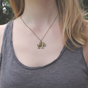 Elephant Necklace // Lucky Thai Elephant Necklace // Boho Necklace // Antique Brass Necklace // Charm Necklace // Animal Necklace image 2