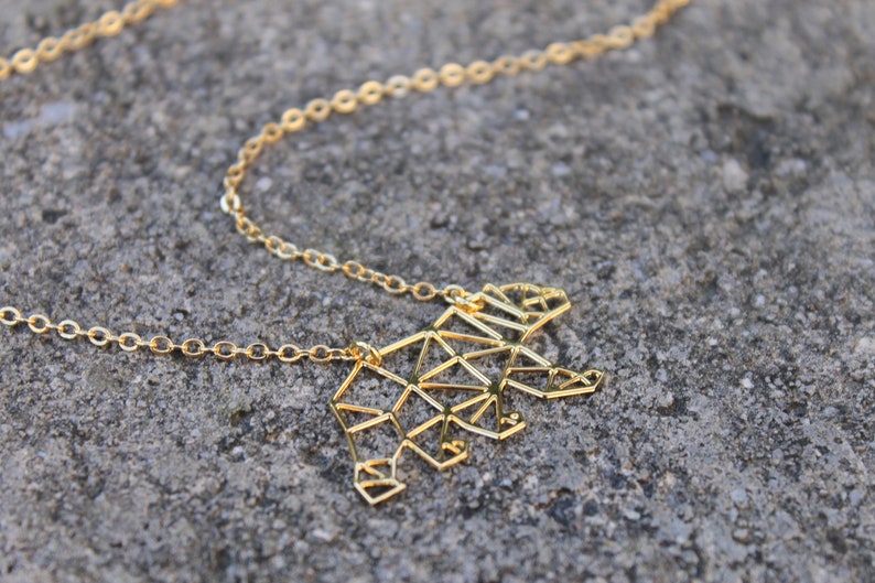 Small Bear Necklace / Gold or Silver / Geometric Minimal Etsy