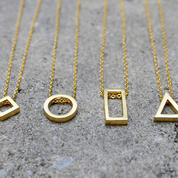 Mod Geometric Shapes  // Gold Necklace // Minimal Necklace // Layering Necklace // Triangle, Circle, Square Necklace / Everyday / Girlfriend