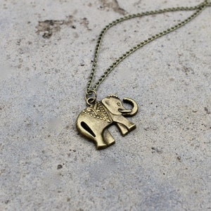 Elephant Necklace // Lucky Thai Elephant Necklace // Boho Necklace // Antique Brass Necklace // Charm Necklace // Animal Necklace image 1