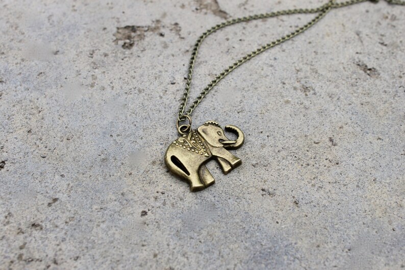 Elephant Necklace // Lucky Thai Elephant Necklace // Boho Necklace // Antique Brass Necklace // Charm Necklace // Animal Necklace image 1