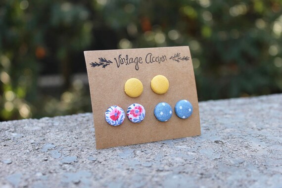 Etsy button earrings best sale
