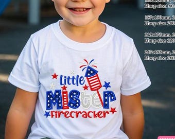 Little Mister Firecracker patriottische borduurwerk appliqué - 4 juli ontwerp