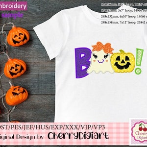 Halloween Ghost Boo machine embroidery applique design HL0192