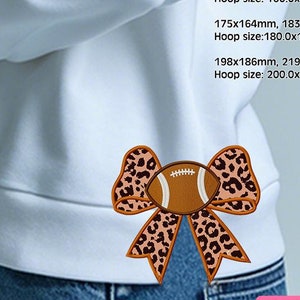 Football Fan Side Bow - Cute Game Day Accessory for Sports Fans, Football Bow machine embroidery