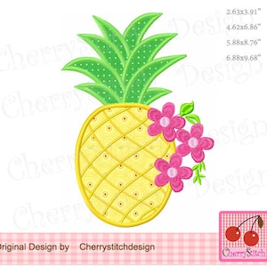 Pineapple Applique Summer fruit Machine embroidery applique x