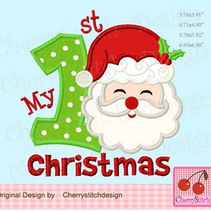 Meu 1º Papai Noel de Natal com aplique bordado à máquina CH0167