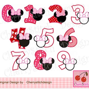 Minnie Numbers set Machine embroidery applique