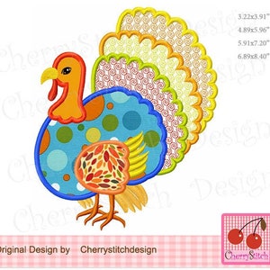 Thanksgiving Turkey Machine Embroidery Applique Design TH0090