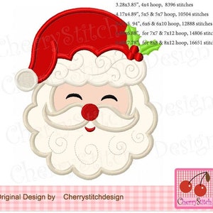 Christmas Santa Claus Face Machine Embroidery applique  CH0163