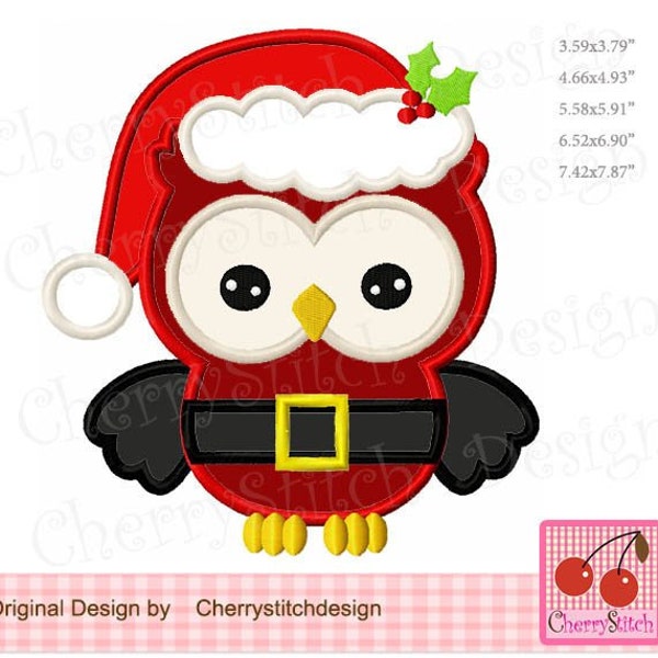 Weihnachten Eule Weihnachten Weihnachtsmann Eule Maschine Stickerei Applikation Design CH0054