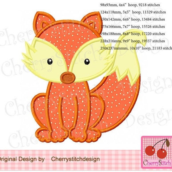 Fox baby fox for kids Machine Embroidery Applique Design AN0332