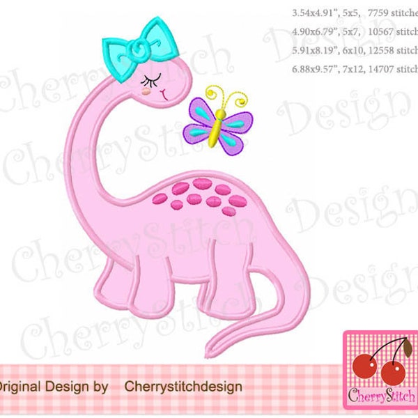 Dinosaur Embroidery Baby Dinosaur Girl Animal Machine Embroidery Applique AN0324
