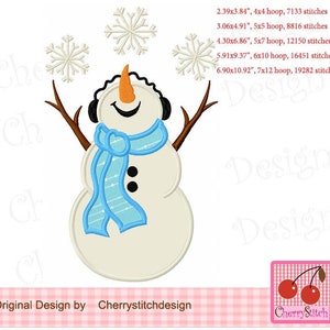Let it Snow Snowman Snowflakes Machine Embroidery Applique Design WIN32
