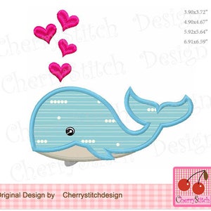 Whale applique Valentine&#39;s Day Machine Embroidery Embroidery VTN51
