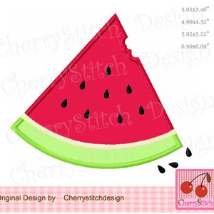 Watermelon,bitten watermelon slice Machine embroidery applique