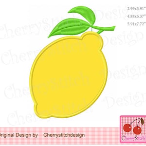 Lemon applique Summer Machine Embroidery Applique Design - for 4x4, 5x7 and 6x10 hoop