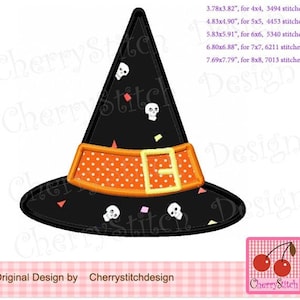 Halloween Witch Hat Machine Embroidery Applique