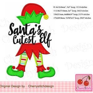 Santa's Cutest Elf Christmas Machine Embroidery Applique CH0261 - Etsy