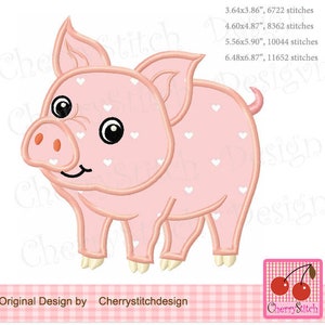 Pig Embroidery Farm animal Machine Embroidery Applique