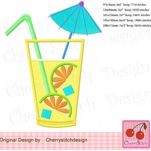 Summer Lemonade Machine Embroidery Applique - Citrus Fresh Design