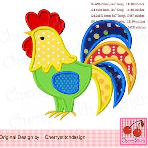 Rooster Farm animal Machine Embroidery Applique AN0491