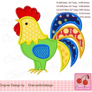 Rooster Farm animal Machine Embroidery Applique