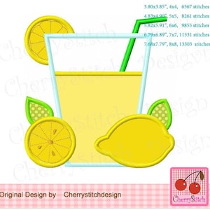 Lemonade Machine Embroidery Applique Design