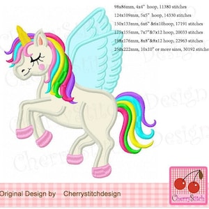Unicorn rainbow unicorn machine embroidery applique AN0523