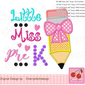 Adorable Pre-K Pencil Bow for Back to School - Machine Embroidery