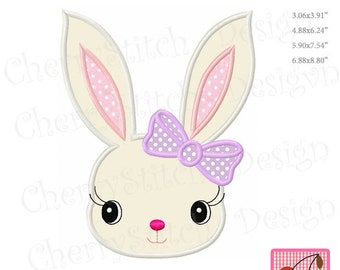 Embroidery design Bunny Easter Bunny girl Rabbit with bow Machine Embroidery Applique Design EAS32