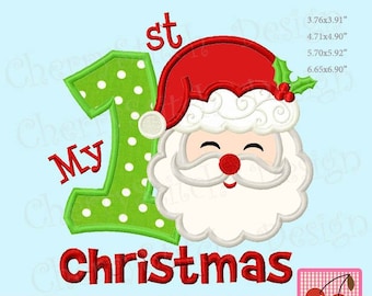 My 1st Christmas Santa Claus Christmas Machine Embroidery applique
