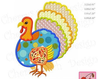 Thanksgiving Turkey Machine Embroidery Applique Design TH0090