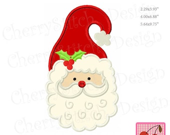 Christmas Santa Claus Face Machine Embroidery applique  CH0161 - for 4x4, 5x7 and 6x10 hoop