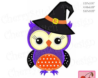 Uggla Halloween Häxa Uggla Maskinbroderi Applikationsdesign