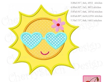 Girls Summer Sunglasses Embroidery Design, Fun Machine Applique SUM20